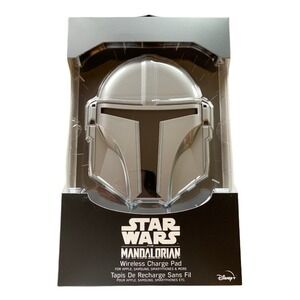 Star Wars The Mandalorian Wireless‎ Charge Pad Unisex OS Silver New LED Helmet